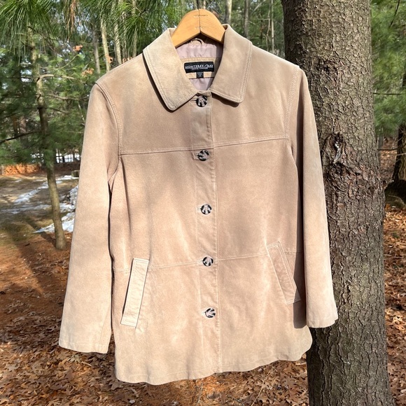 Monterey Bay Jackets & Blazers - 90s Monterey Bay Genuine Leather Suede Jacket Tan Size 14